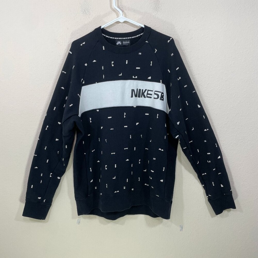 Nike‎ SB  Youth Boys XXL Graphic All Over Print Skateboard Sweatshirt  Black
